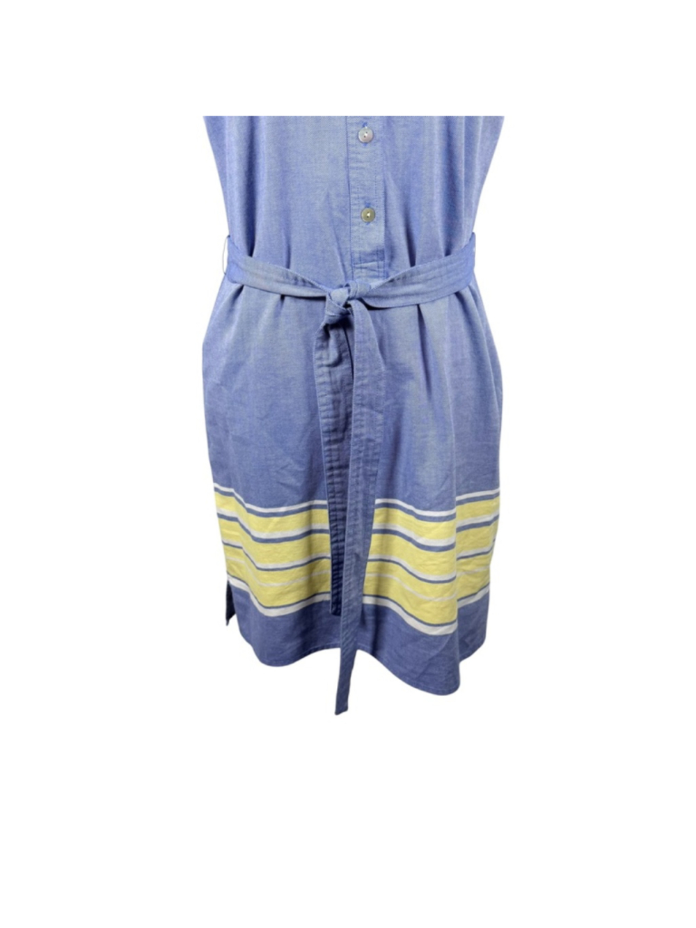 Vineyard Vines Denim Shirt Dress 100% Cotton Blue Border Stripe Belted Size 2 - Picture 6 of 11